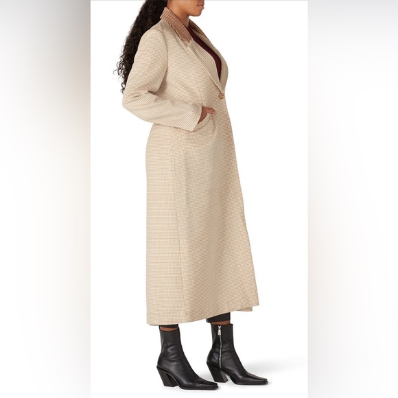 Staud Ganji Coat, Brown/Tan Check, Size L - Picture 7 of 7